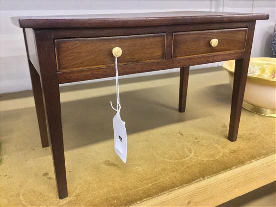 Miniature mahogany side table, with two drawers